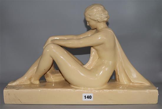 An Art Deco figure, semi clad lady (Lenci?)